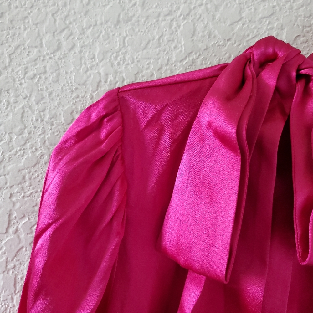 Revolve Generation Love silk blend puff sleeves NWOT - Picture 3 of 12